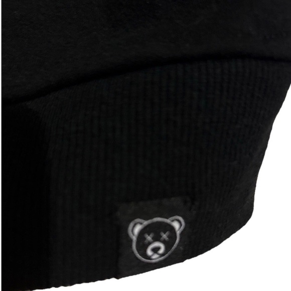 Civilized Graphic Black Zip Up Hoodie Patches & Decals Gold Zipper Sweatshirt - Picture 4 of 9